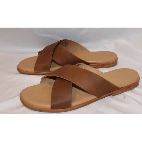 Nisolo Men's Dante Criss Cross Leather Slide Slip On Sandals Tabacco Casual 12 - Picture 1 of 4